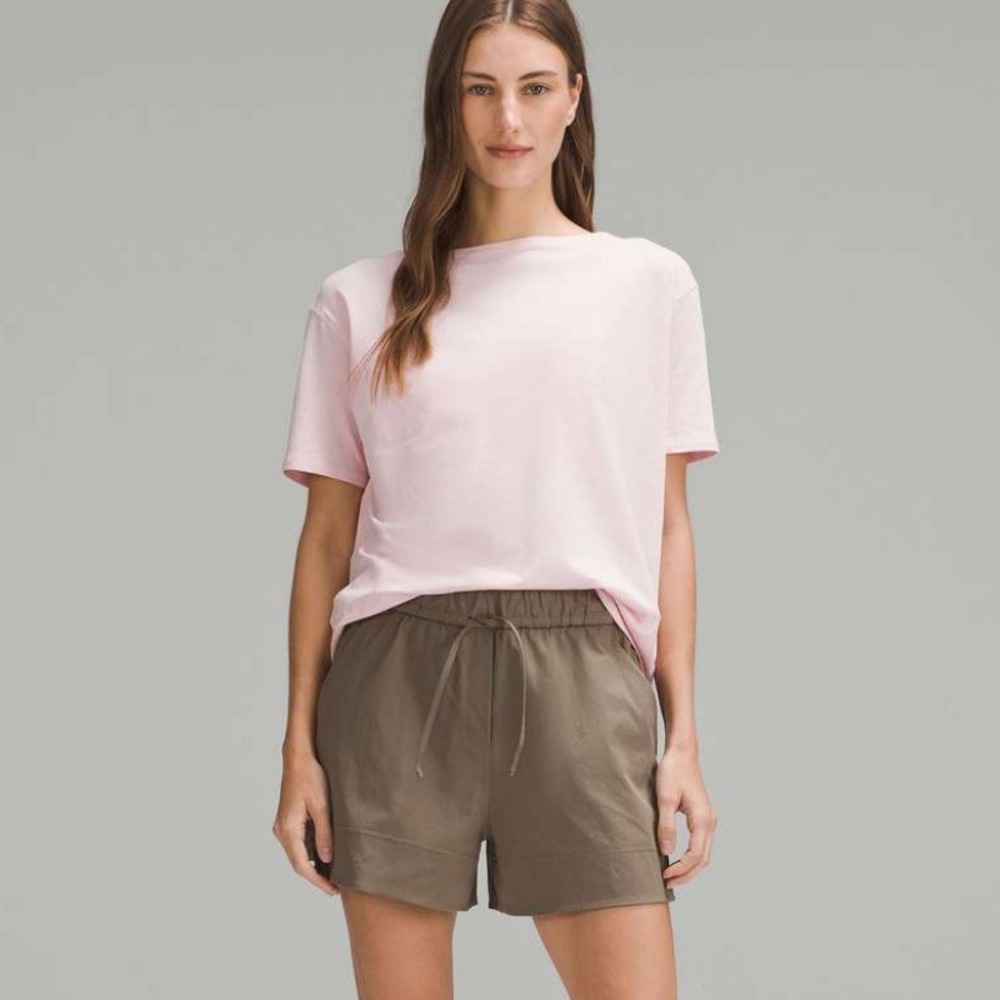 Lululemon Back In Action Short Sleeve Shirt Pima Cotton Flush Pink LW3DMLS Sz 14